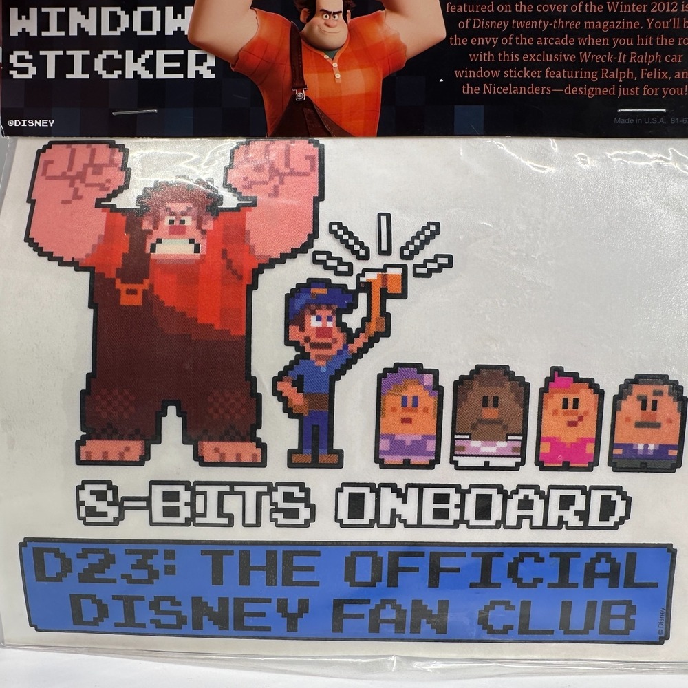 Disney Wreck It Ralph Fix It Felix 8 BITS ONBOARD D23 FanClub Exclusive Sticker